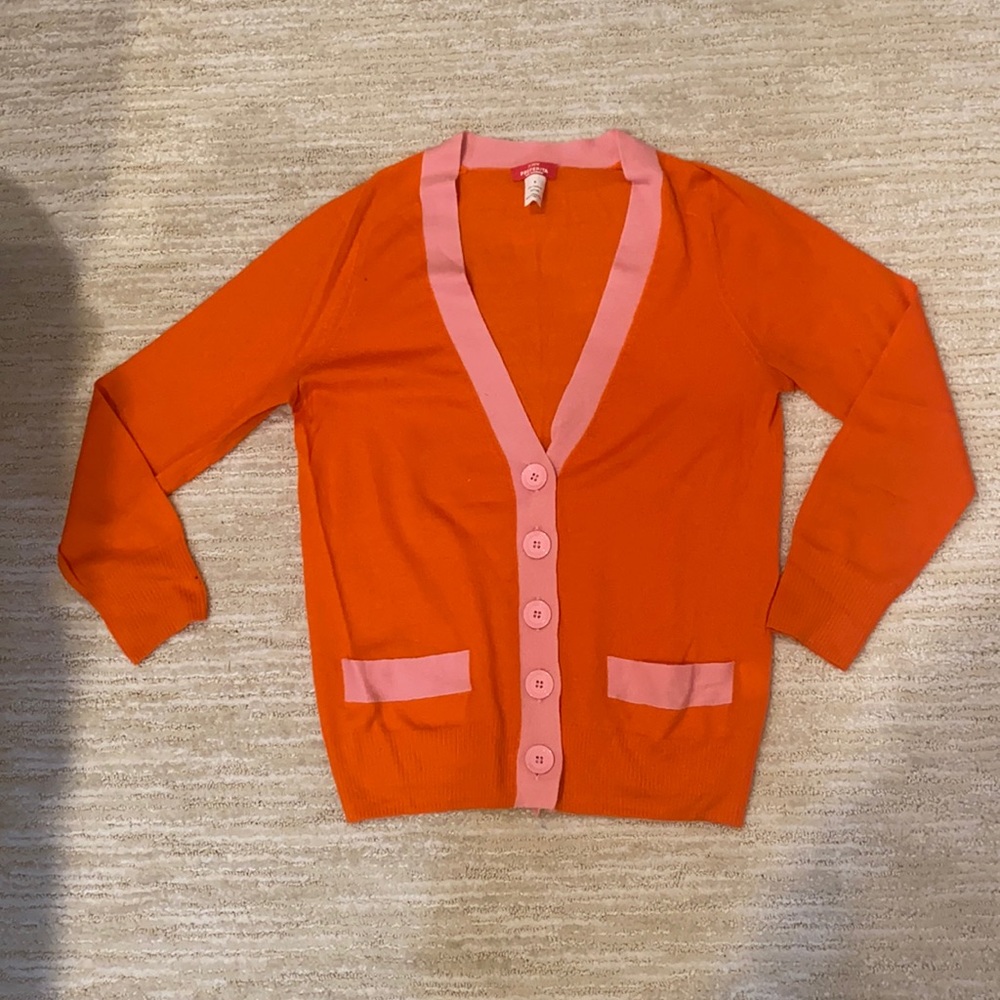 J.Crew 100% Cashmere Pink/Orange Cardigan